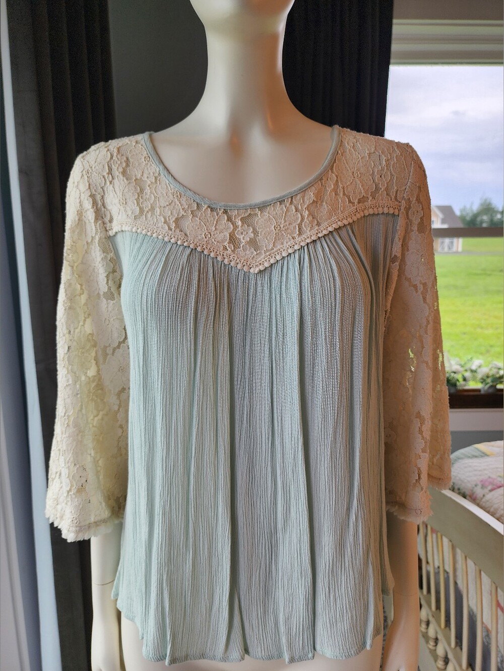 I Love brand Romantic Green Top Sz S